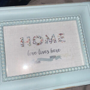 Home love lives here teal picture wall decor frame